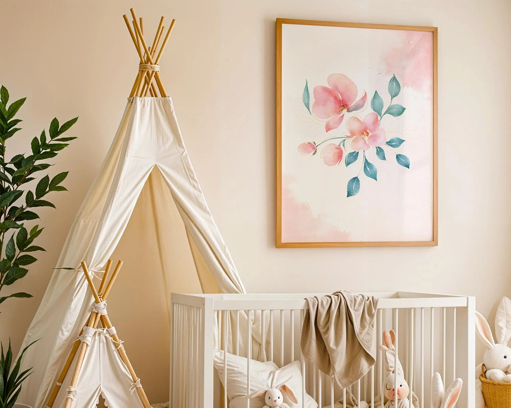 Playroom Ideas | Floral Nursery Wall Art | Soft Botanical Baby Decor wall art print, modern home decor, unframed artwork by Nomad & Nest
