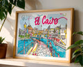 Cairo Egypt Travel Poster | Quirky Cityscape Art Print wall art print, modern home decor, unframed artwork by Nomad & Nest