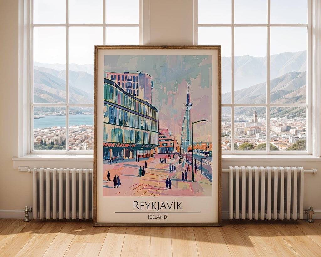 Reykjavik Iceland Art Print | Modern Scandinavian Travel Poster wall art print, modern home decor, unframed artwork by Nomad & Nest