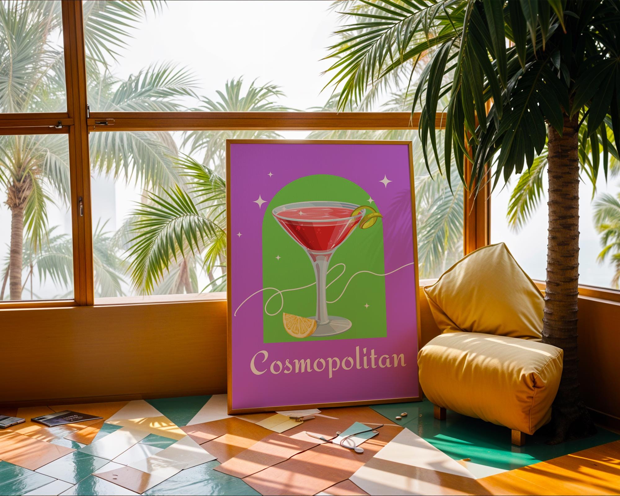 Cosmopolitan Cocktail Art Print | Modern Bar Cart Decor wall art print, modern home decor, unframed artwork by Nomad & Nest