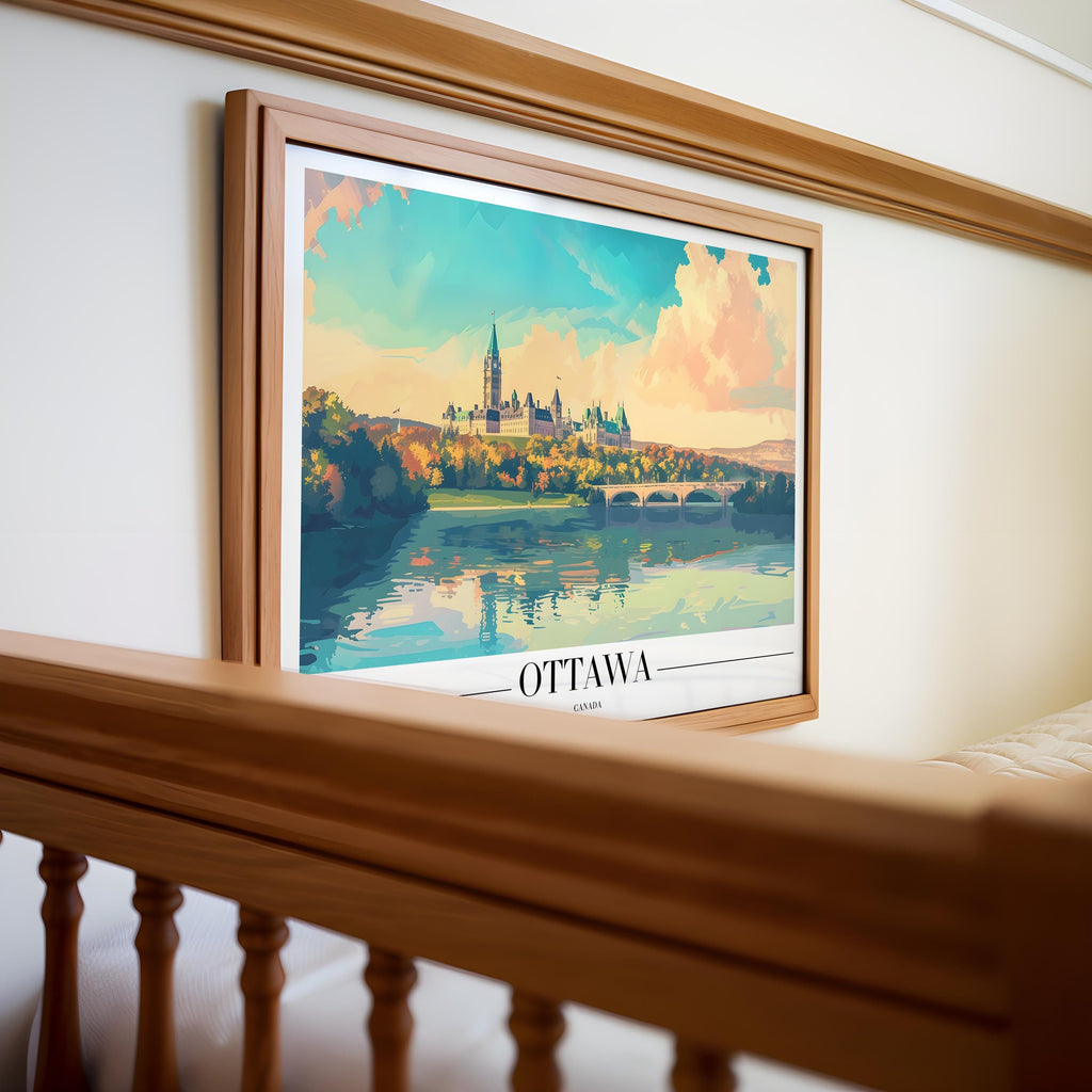 Ottawa Parliament Buildings Art Print | Autumn Canada Travel Poster wall art print, modern home decor, unframed artwork by Nomad & Nest