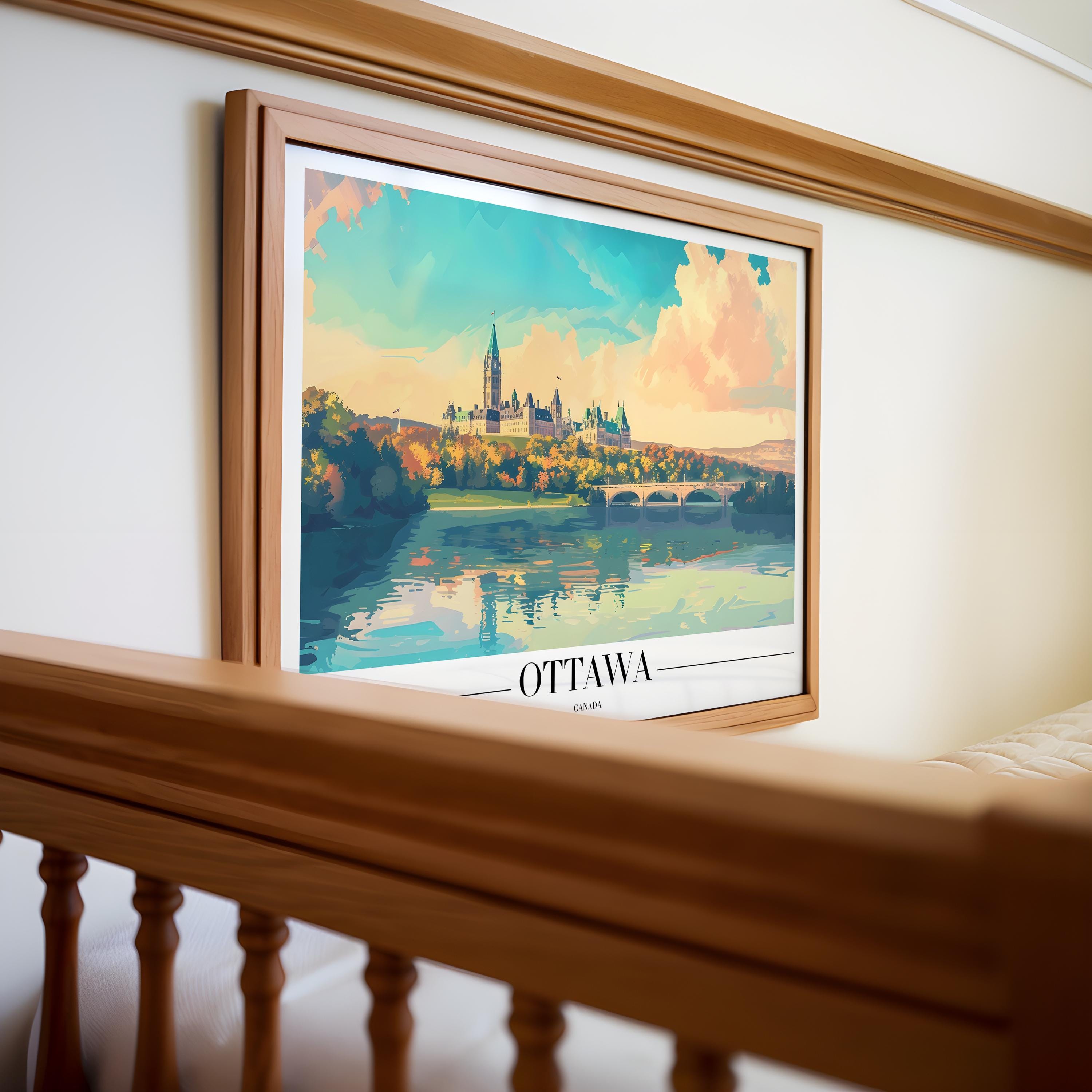 Ottawa Parliament Buildings Art Print | Autumn Canada Travel Poster wall art print, modern home decor, unframed artwork by Nomad & Nest