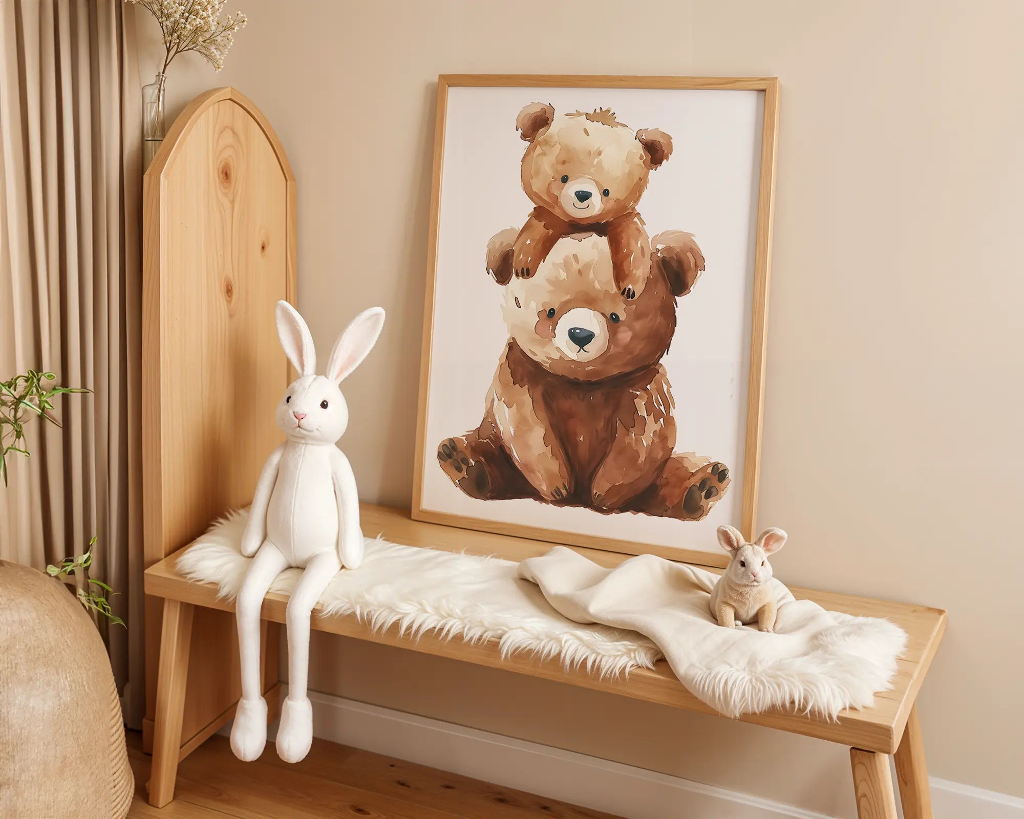 Playroom Ideas | Stacked Bears Nursery Wall Art | Watercolour Woodland Family wall art print, modern home decor, unframed artwork by Nomad & Nest