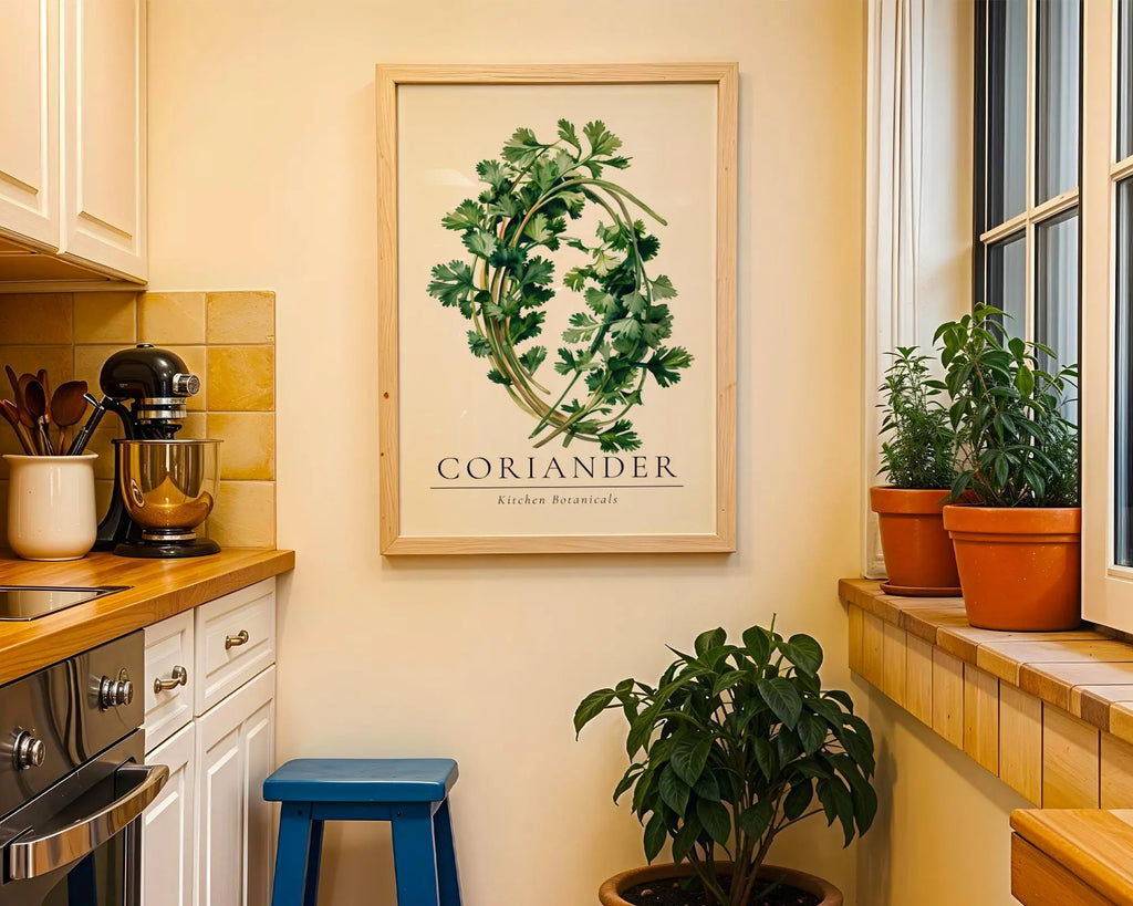 Coriander Herb Kitchen Print • Botanical Culinary Illustration wall art print, modern home decor, unframed artwork by Nomad & Nest