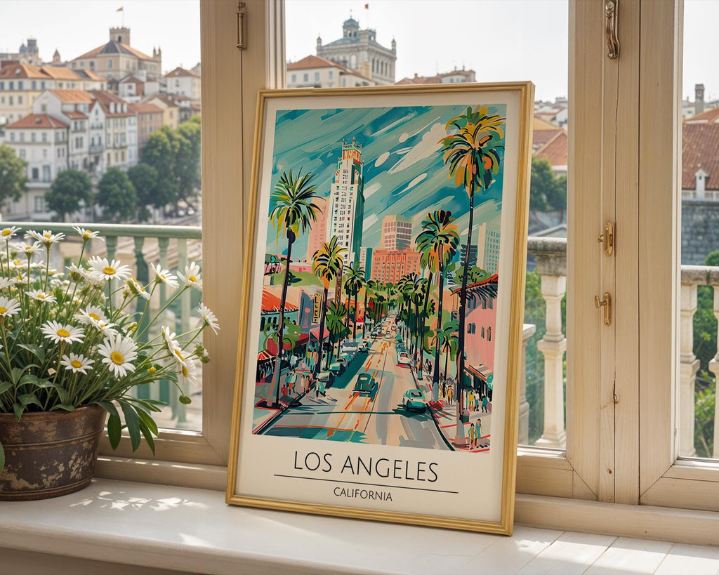 Los Angeles Art Print | Retro Palm Tree Boulevard Illustration wall art print, modern home decor, unframed artwork by Nomad & Nest