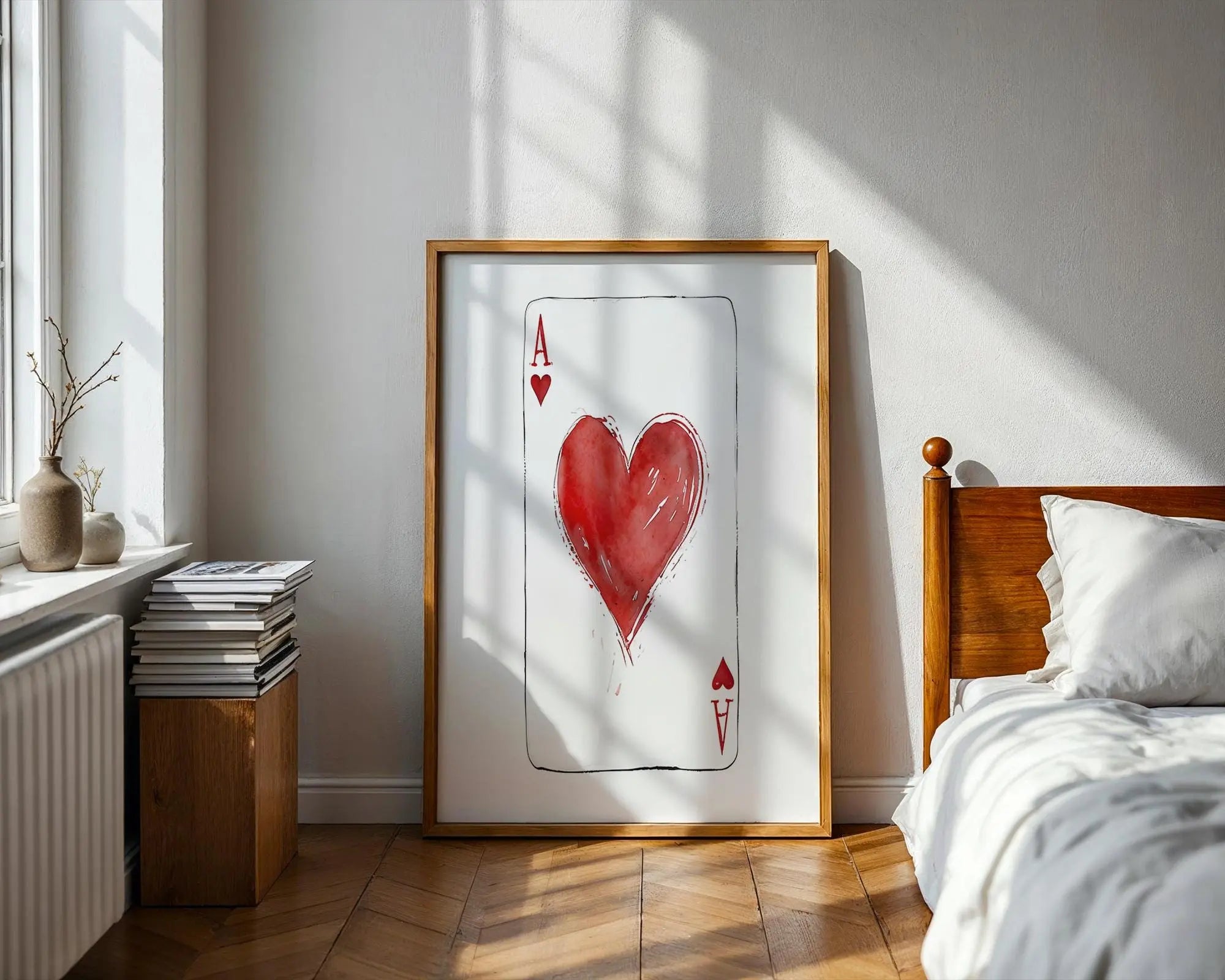 Ace of Hearts Art Print | Minimalist Love Illustration wall art print, modern home decor, unframed artwork by Nomad & Nest