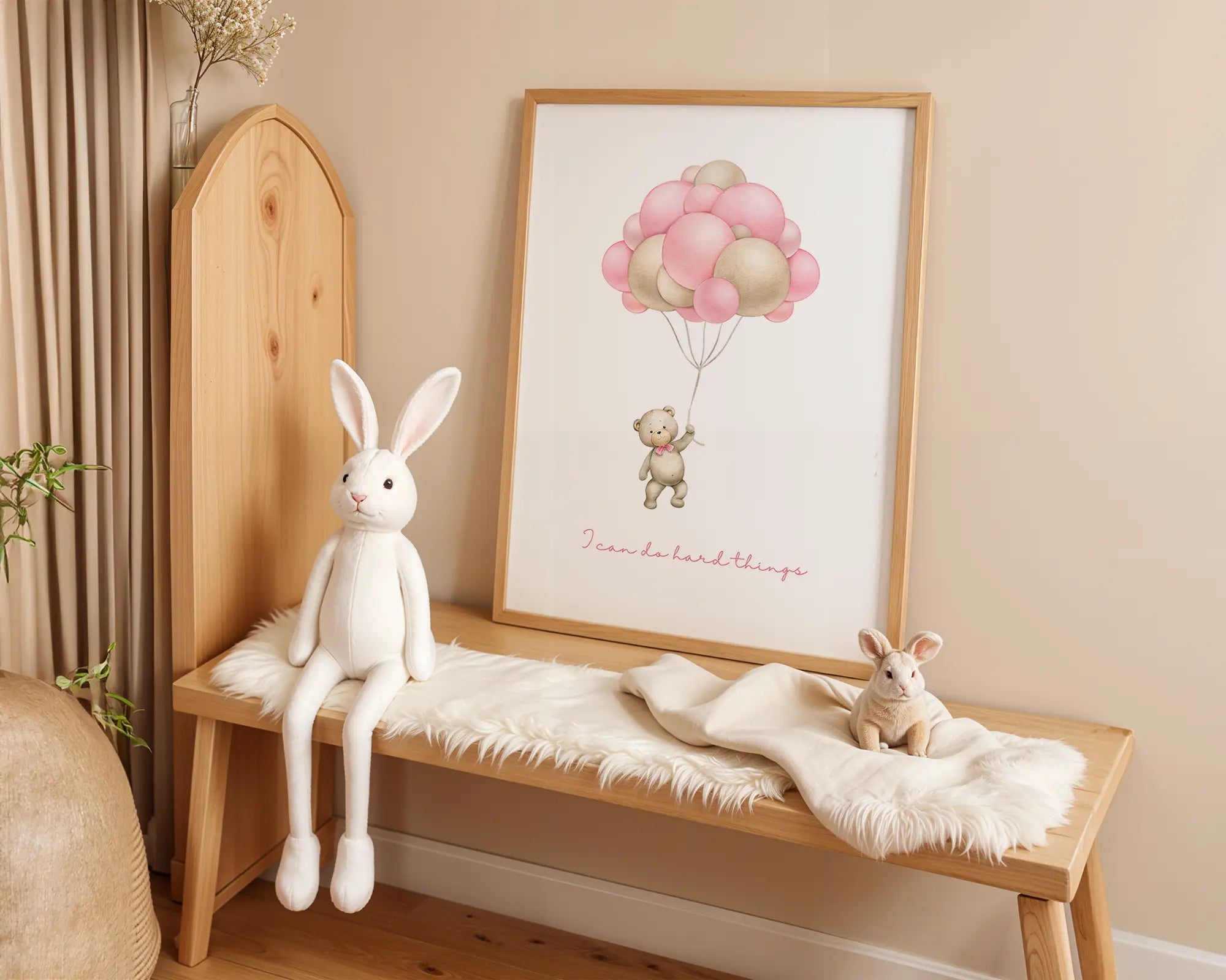Playroom Ideas | Floating Bear Nursery Wall Art | Dreamy Balloon Baby Print wall art print, modern home decor, unframed artwork by Nomad & Nest