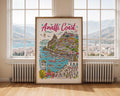 Amalfi Coast Art Print | Italian Travel Poster, Colorful Illustration wall art print, modern home decor, unframed artwork by Nomad & Nest