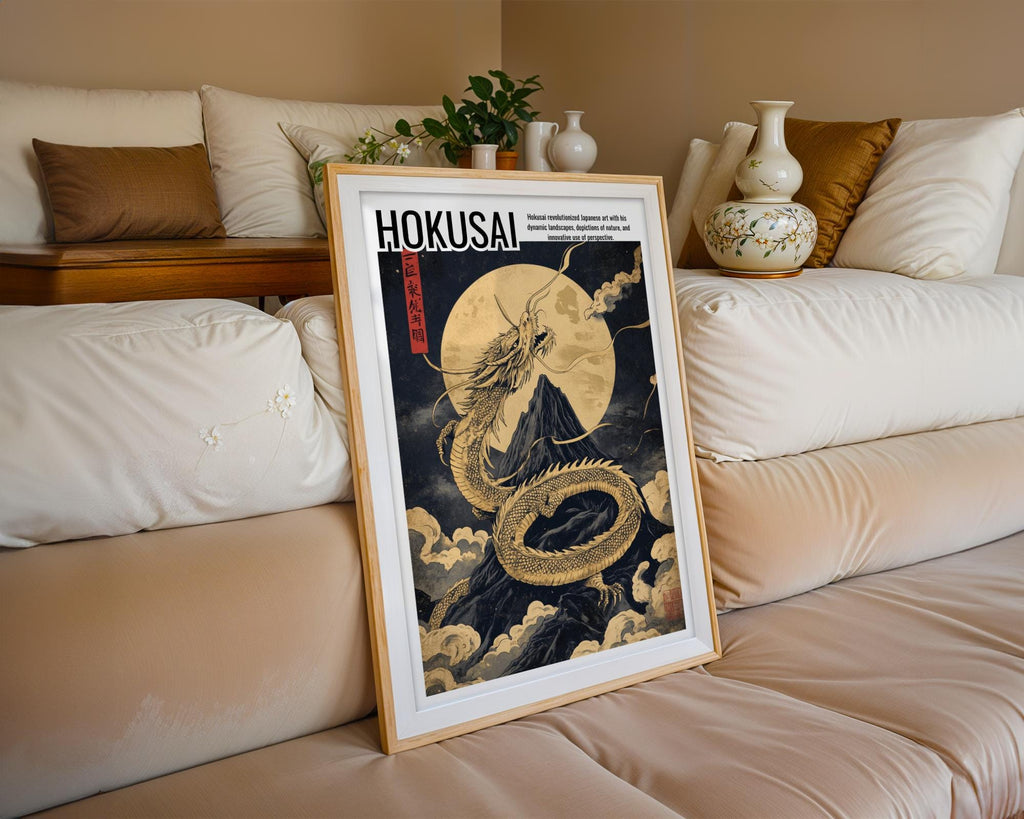 Japanese Poster | Dragon Art Print - Hokusai Style Oriental Wall Decor wall art print, modern home decor, unframed artwork by Nomad & Nest