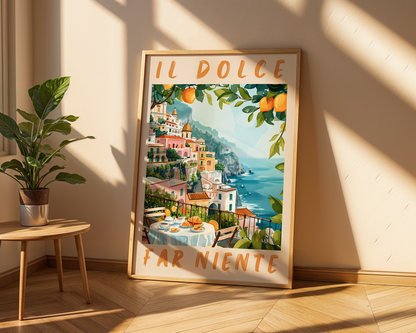 Colourful Prints | Italian Riviera Lemon Tree Print | Amalfi Coast Travel Poster wall art print, modern home decor, unframed artwork by Nomad & Nest