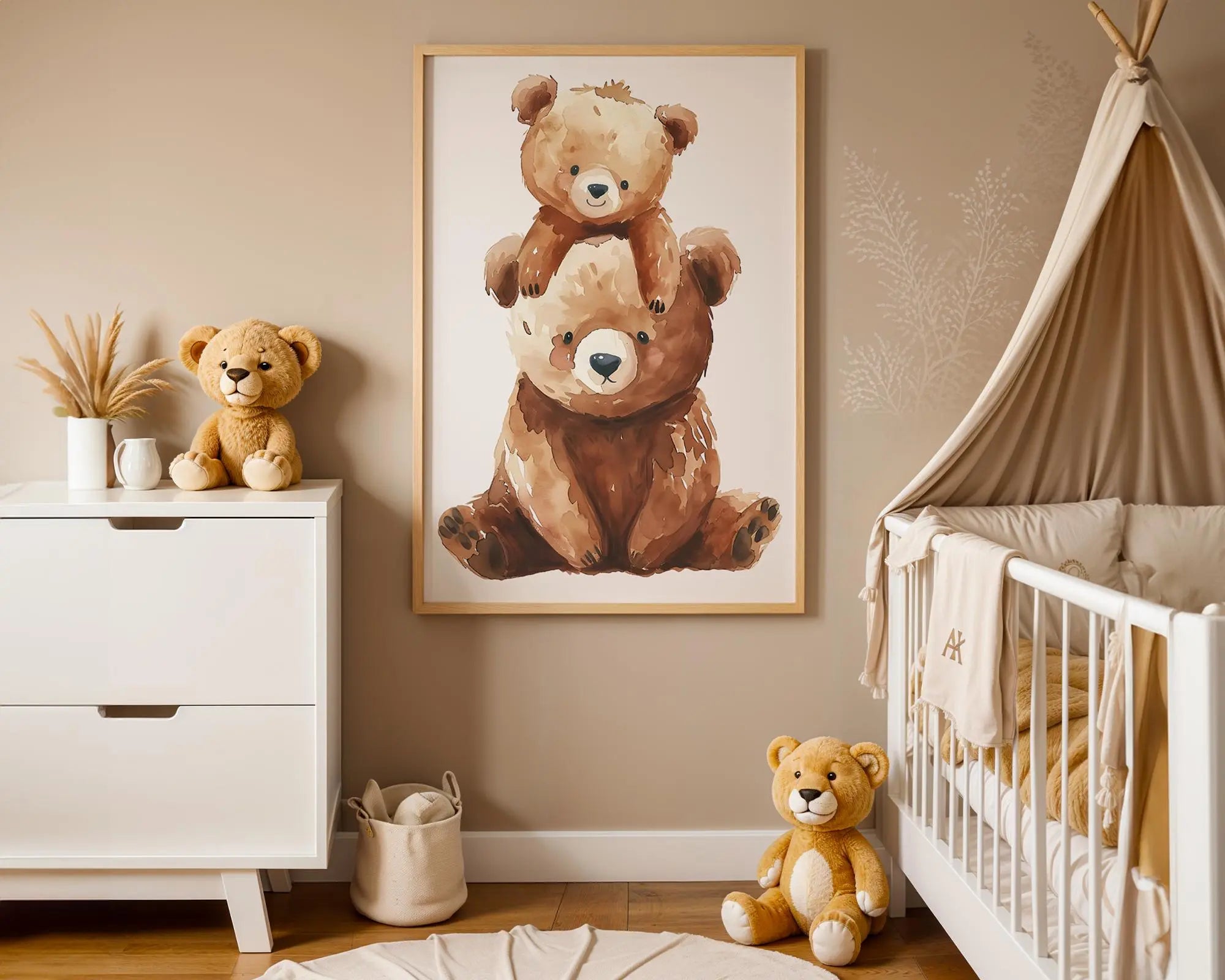 Playroom Ideas | Stacked Bears Nursery Wall Art | Watercolour Woodland Family wall art print, modern home decor, unframed artwork by Nomad & Nest