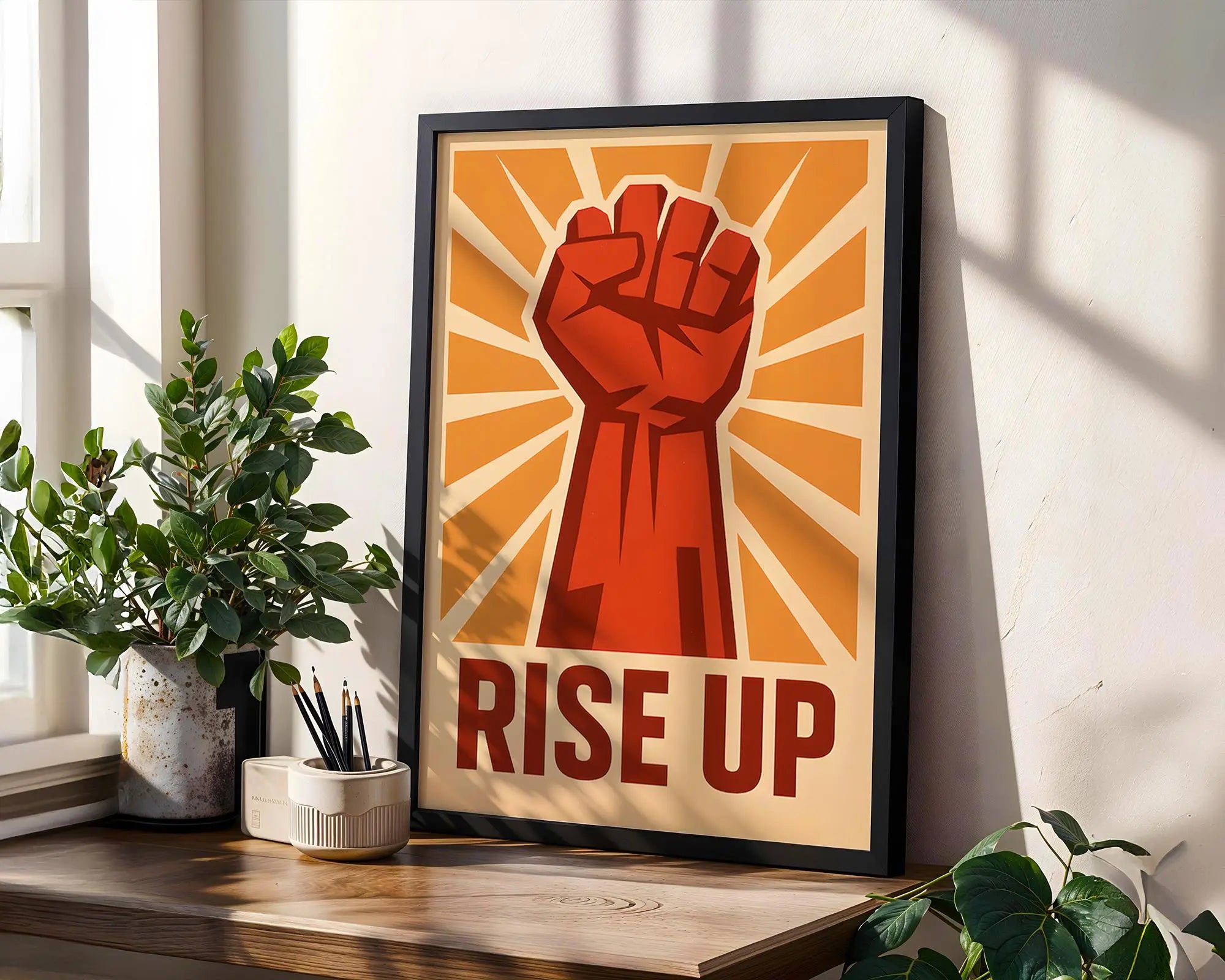 Rise Up Fist Print | Retro Empowerment Poster wall art print, modern home decor, unframed artwork by Nomad & Nest