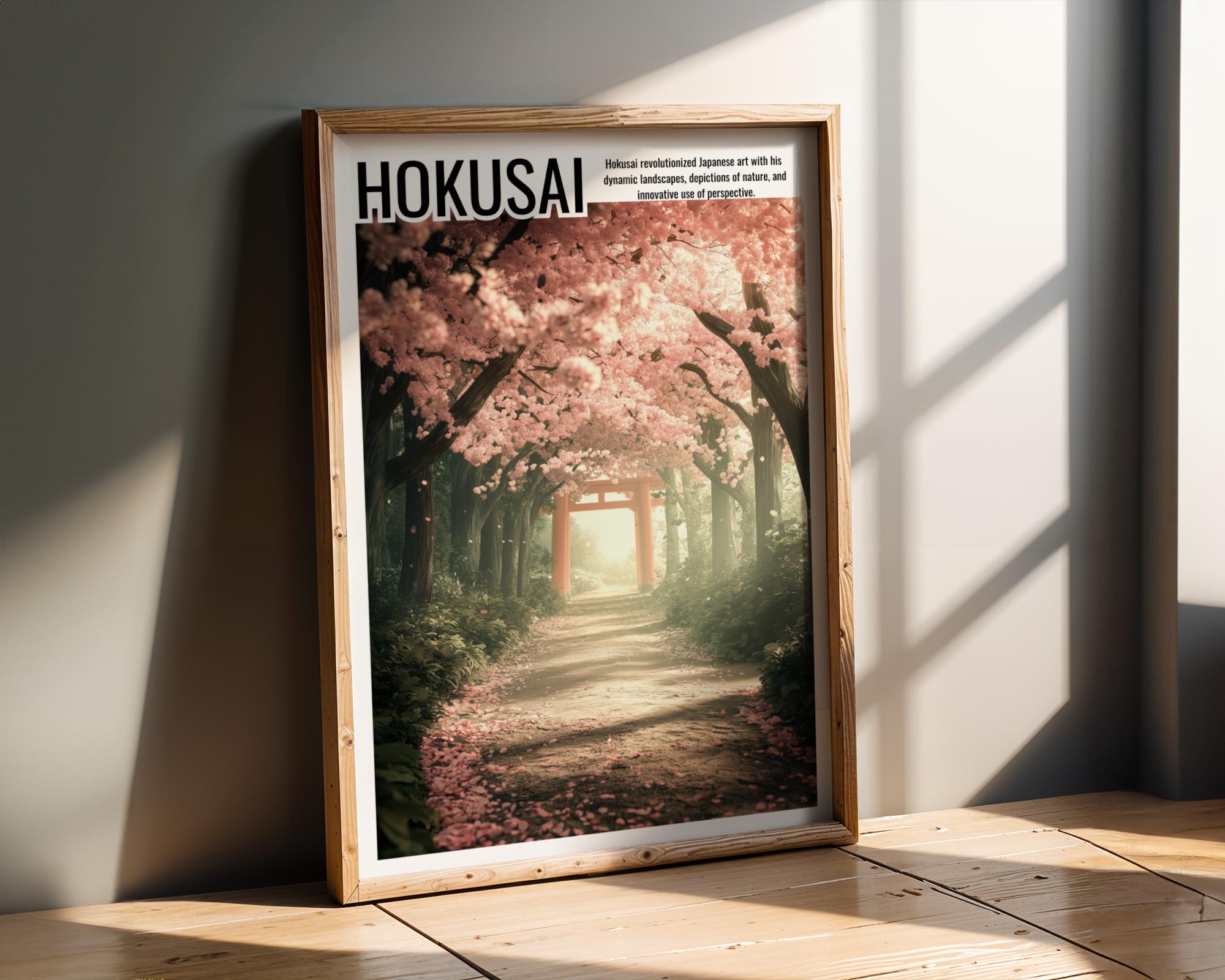 Japanese Poster | Cherry Blossom Torii Gate Art Print - Zen Landscape wall art print, modern home decor, unframed artwork by Nomad & Nest