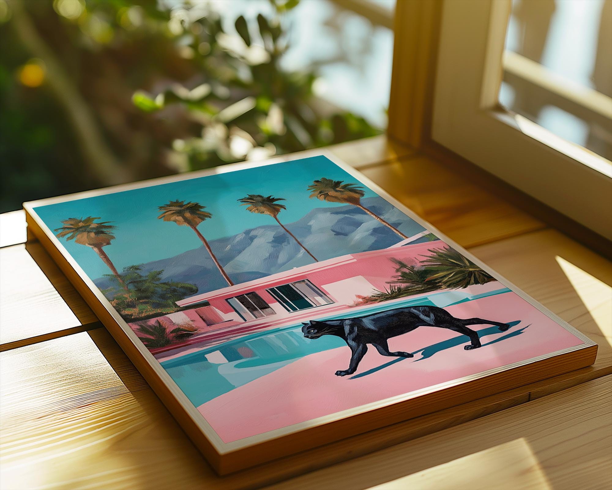 Black Panther Pool Art Print | Tropical Modern Home Decor wall art print, modern home decor, unframed artwork by Nomad & Nest
