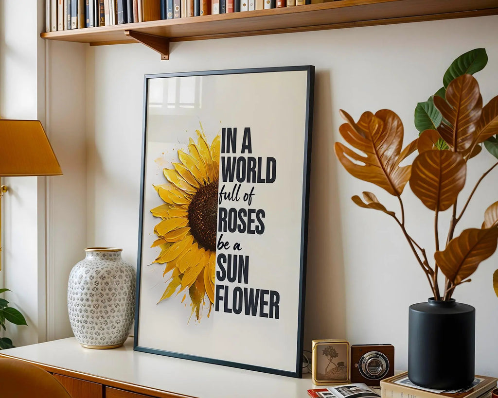 Sunflower Print | Positive Quote Floral Wall Art wall art print, modern home decor, unframed artwork by Nomad & Nest