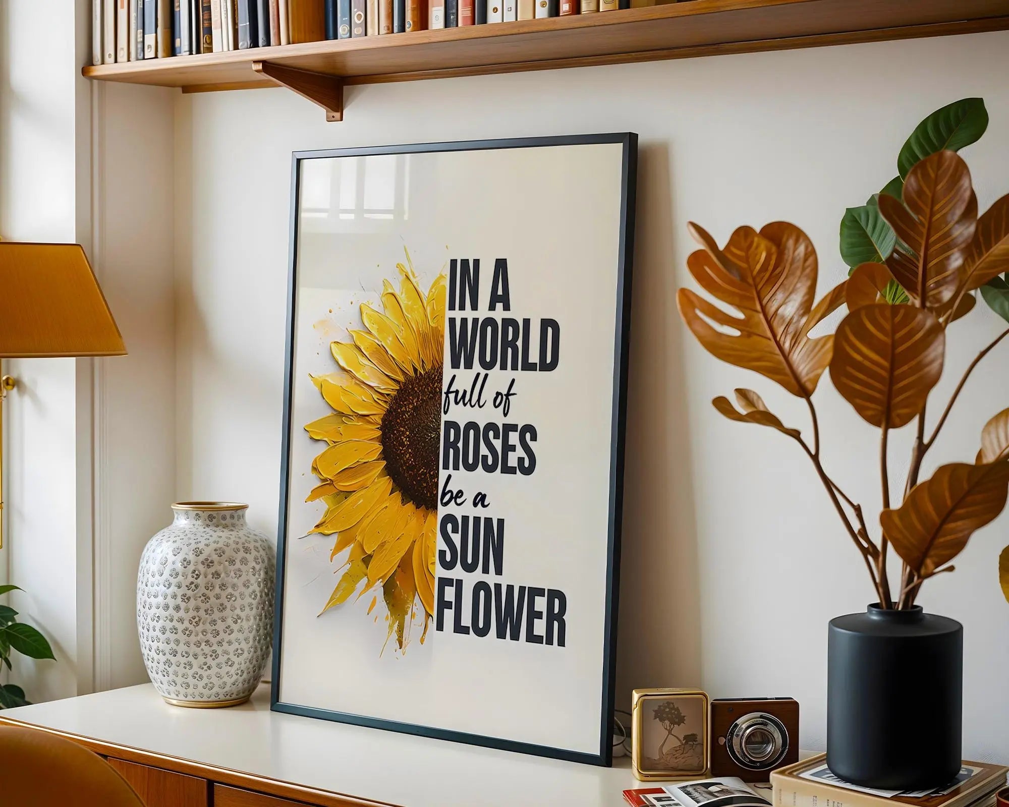Sunflower Print | Positive Quote Floral Wall Art wall art print, modern home decor, unframed artwork by Nomad & Nest