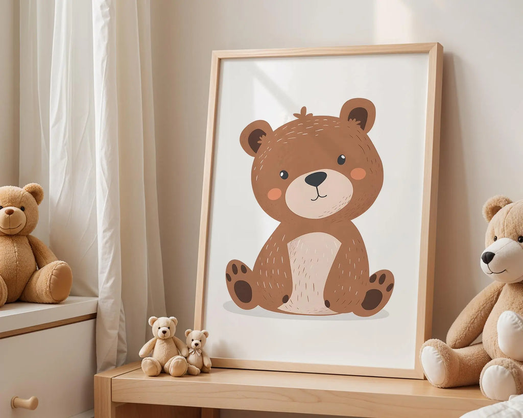 Playroom Ideas | Cute Bear Nursery Wall Art | Woodland Animal Kids Decor wall art print, modern home decor, unframed artwork by Nomad & Nest