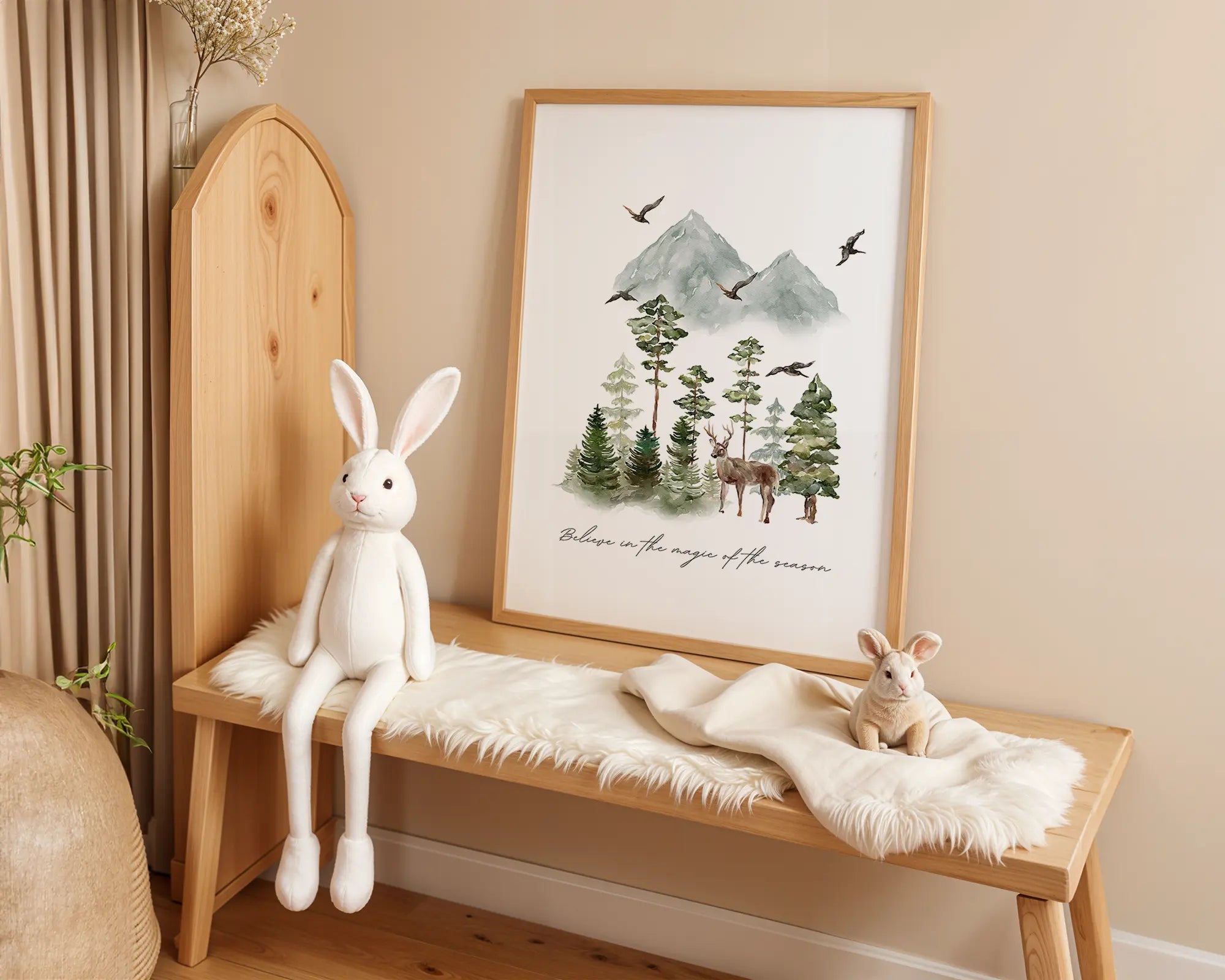 Playroom Ideas | Woodland Deer Nursery Wall Art | Forest Landscape Quote Print wall art print, modern home decor, unframed artwork by Nomad & Nest