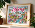 Athens Greece Travel Poster | Colorful Parthenon Art Print wall art print, modern home decor, unframed artwork by Nomad & Nest