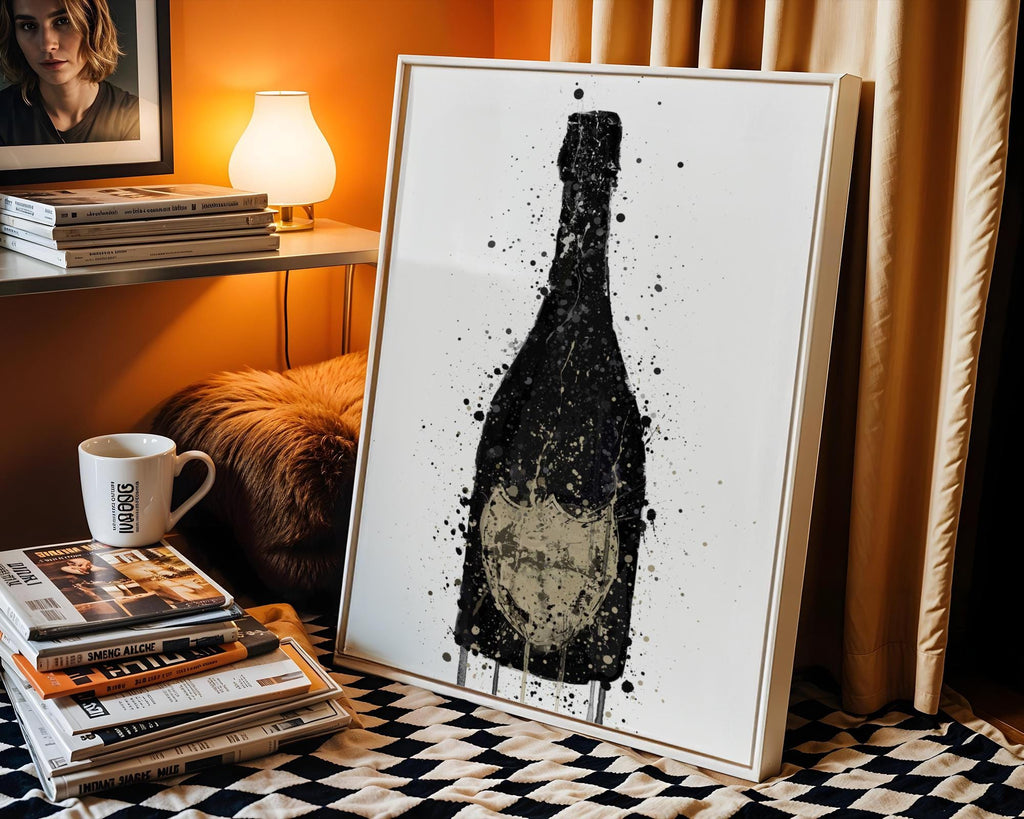 Champagne Bottle Art Print | Modern Alcohol Poster, Bar Decor wall art print, modern home decor, unframed artwork by Nomad & Nest