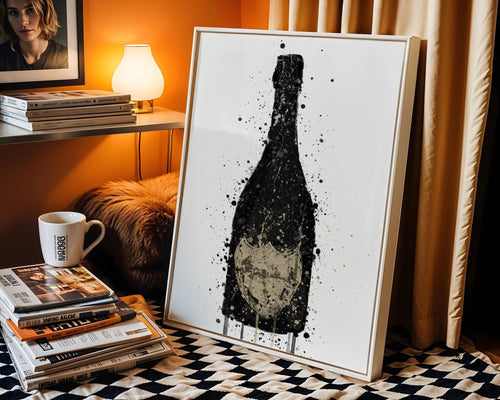 Champagne Bottle Art Print | Modern Alcohol Poster, Bar Decor wall art print, modern home decor, unframed artwork by Nomad & Nest