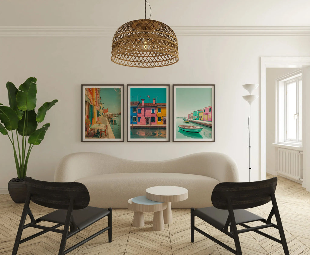 Colourful Prints | Venice Canal Print Set | Italian Coastal Art Trio (Set of 3) wall art print, modern home decor, unframed artwork by Nomad & Nest
