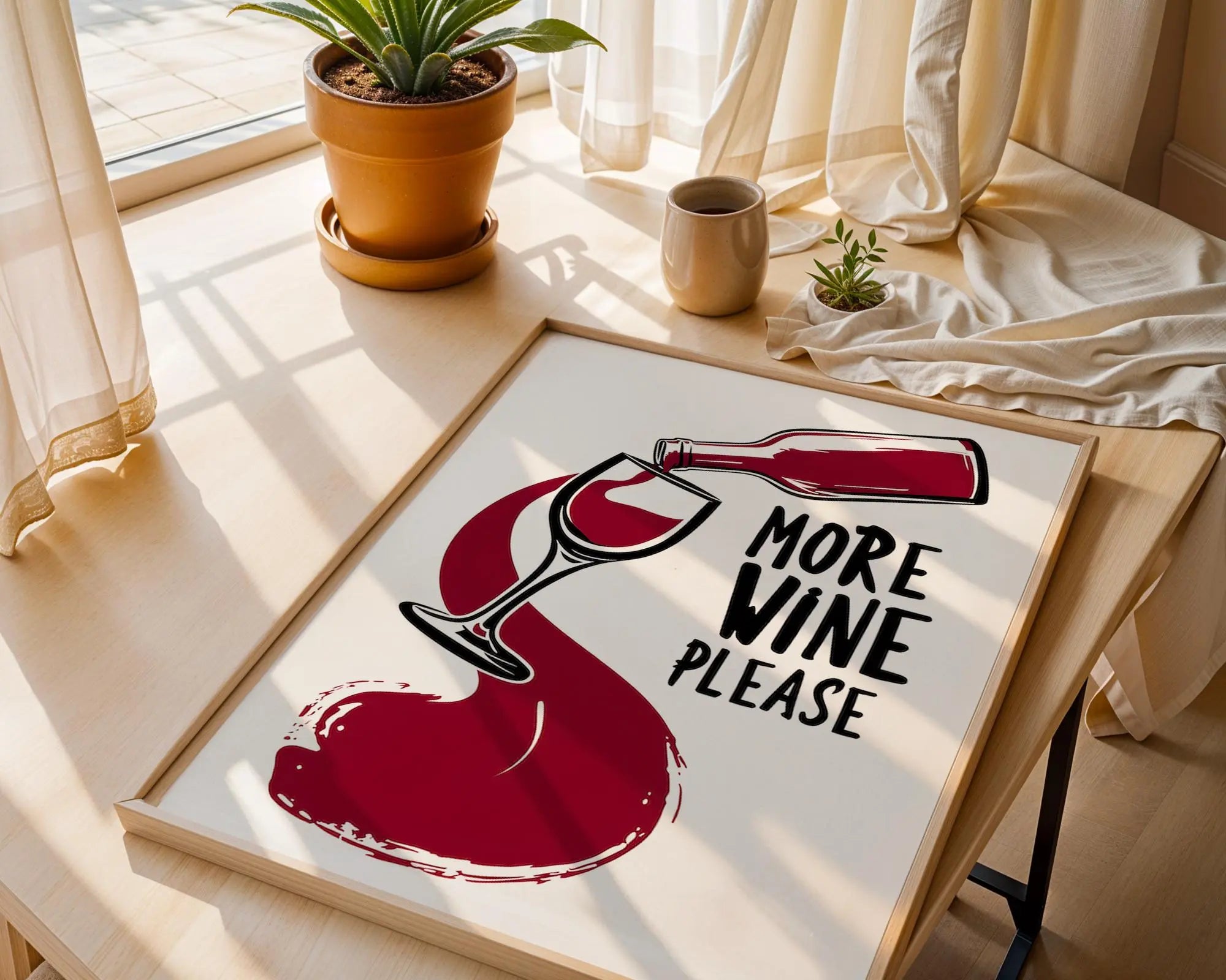 Positive Emotion | More Wine Please Print – Funny Kitchen & Bar Wall Art wall art print, modern home decor, unframed artwork by Nomad & Nest