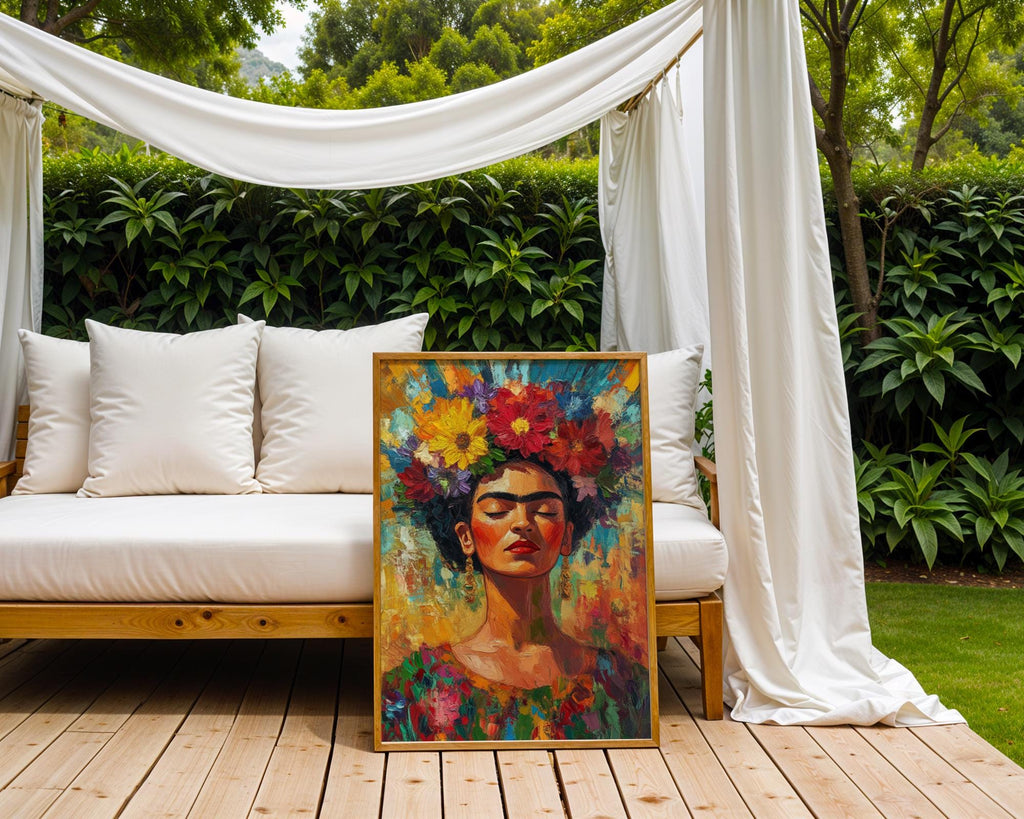 Frida Kahlo Floral Portrait Print | Vibrant Impressionist Wall Art wall art print, modern home decor, unframed artwork by Nomad & Nest