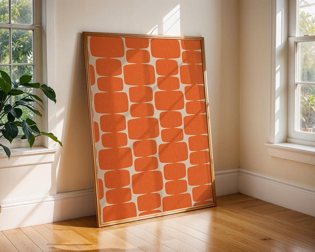 Orange Geometric Art Print | Mid-Century Modern, Scandinavian Decor wall art print, modern home decor, unframed artwork by Nomad & Nest