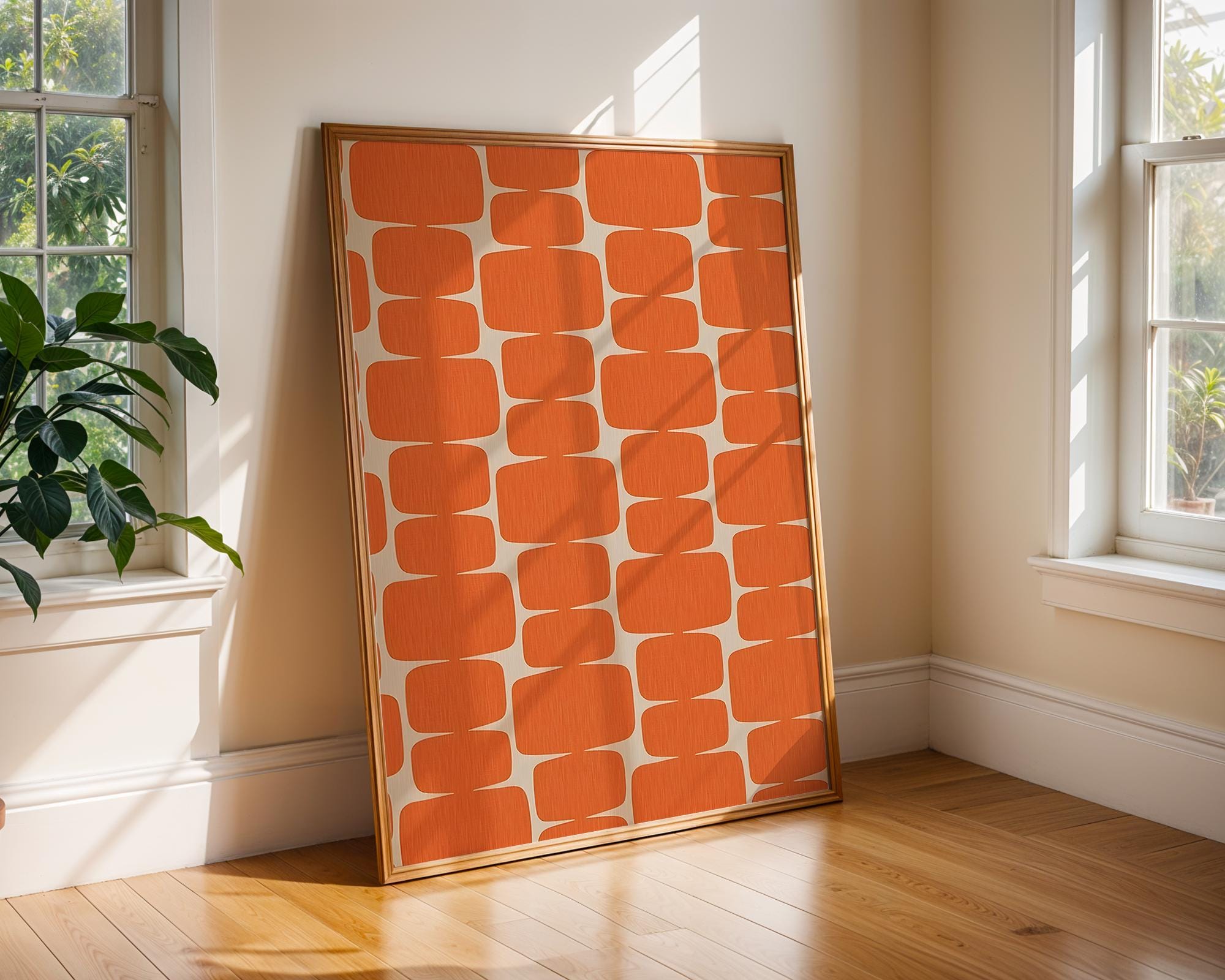 Orange Geometric Art Print | Mid-Century Modern, Scandinavian Decor wall art print, modern home decor, unframed artwork by Nomad & Nest
