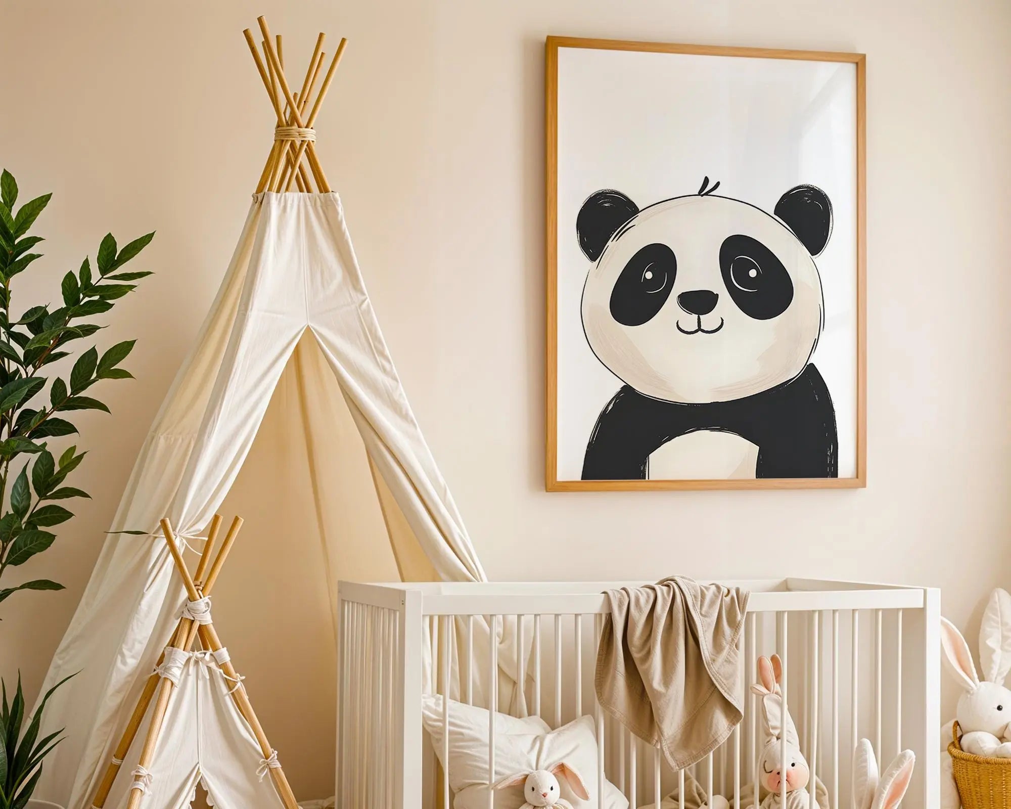 Playroom Ideas | Sweet Panda Nursery Wall Art | Neutral Animal Baby Print wall art print, modern home decor, unframed artwork by Nomad & Nest