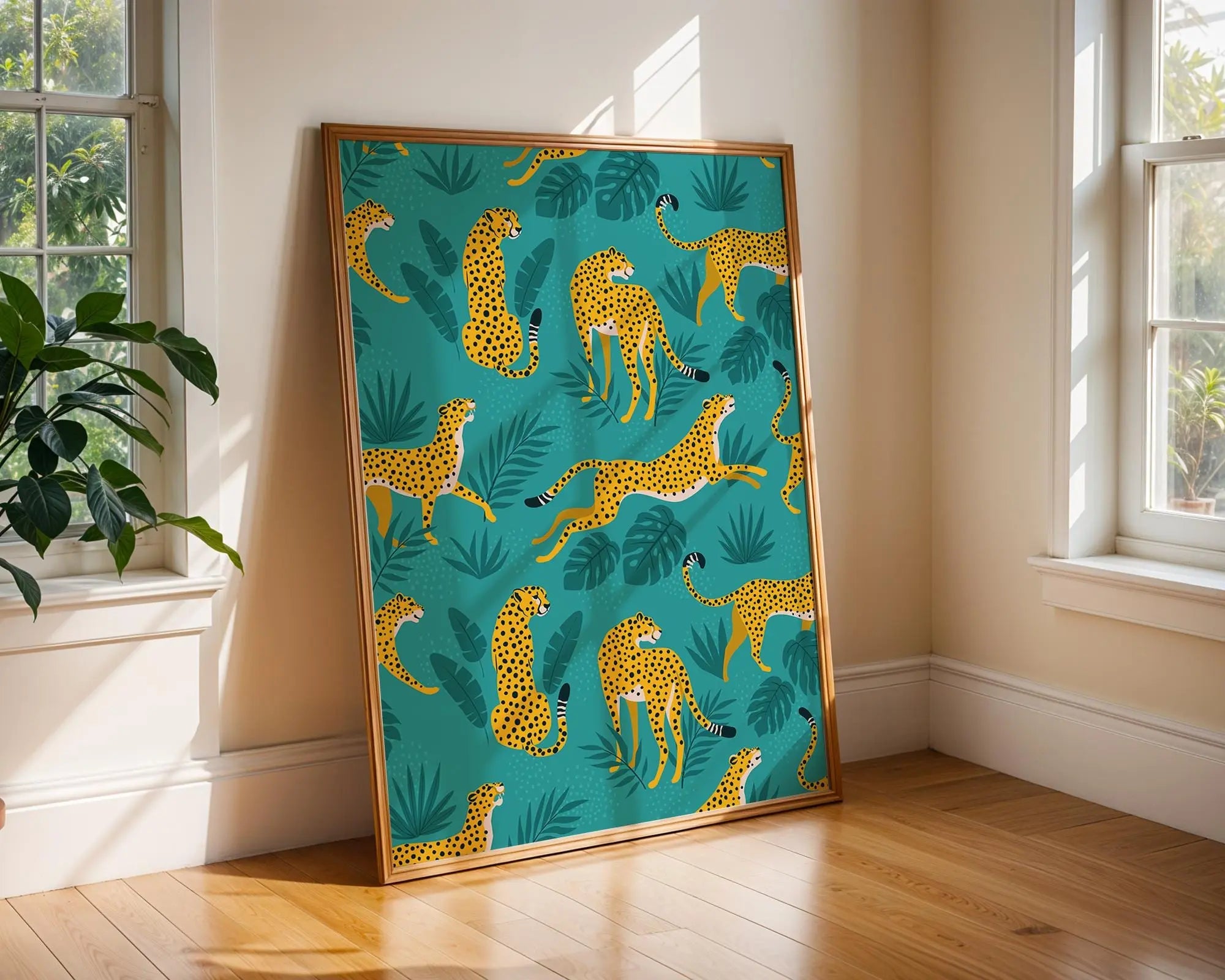 Cheetah Print | Jungle Leaves Art, Safari Home Decor Poster wall art print, modern home decor, unframed artwork by Nomad & Nest