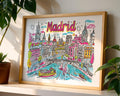 Madrid Cityscape Poster | Colorful Spanish Art Print wall art print, modern home decor, unframed artwork by Nomad & Nest