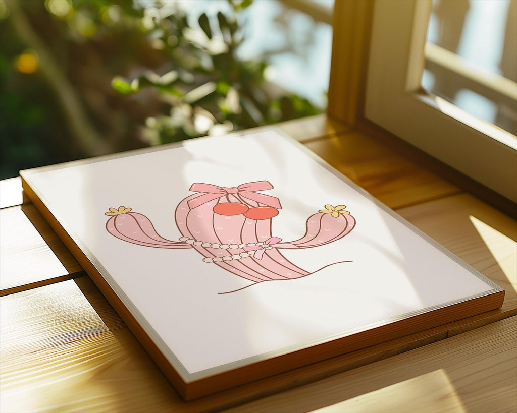 Pink Cactus Print | Western Cowgirl Wall Art wall art print, modern home decor, unframed artwork by Nomad & Nest
