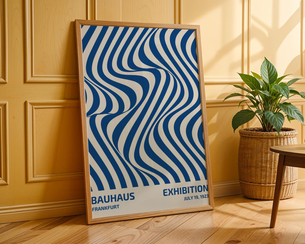 Bauhaus Poster Exhibition Art Print | Blue Wavy Geometric wall art print, modern home decor, unframed artwork by Nomad & Nest