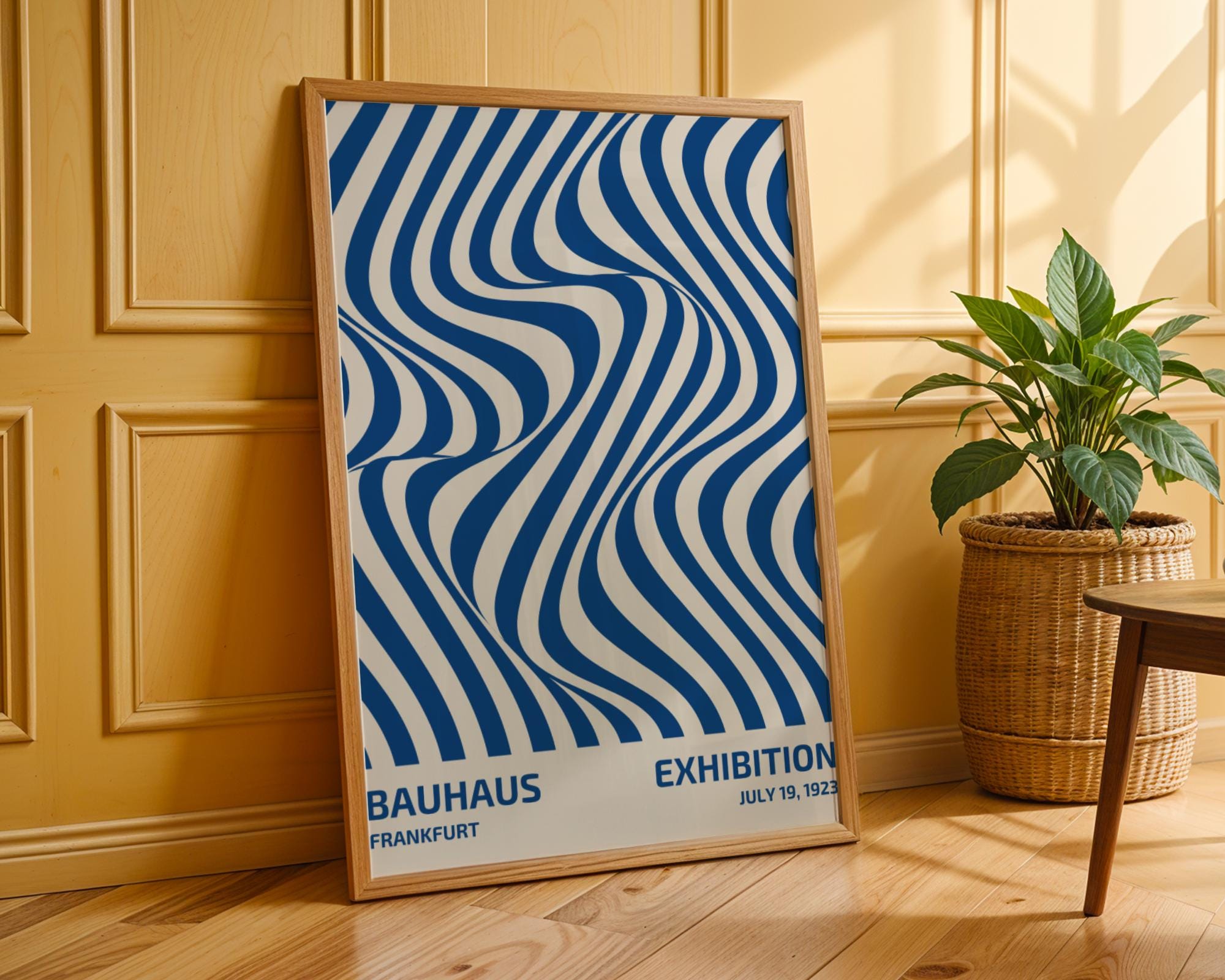 Bauhaus Poster Exhibition Art Print | Blue Wavy Geometric wall art print, modern home decor, unframed artwork by Nomad & Nest