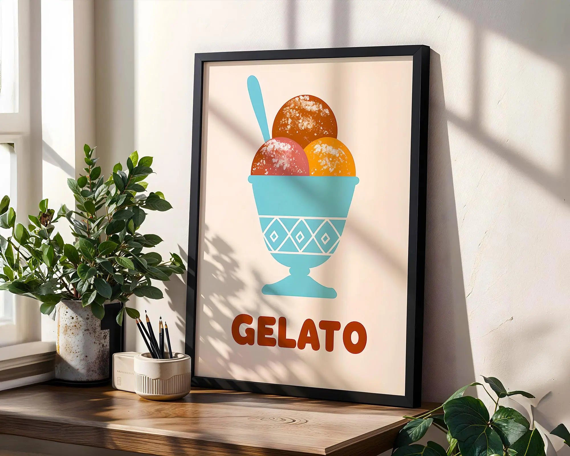 Gelato Art Print | Italian Dessert Illustration, Kitchen Decor wall art print, modern home decor, unframed artwork by Nomad & Nest