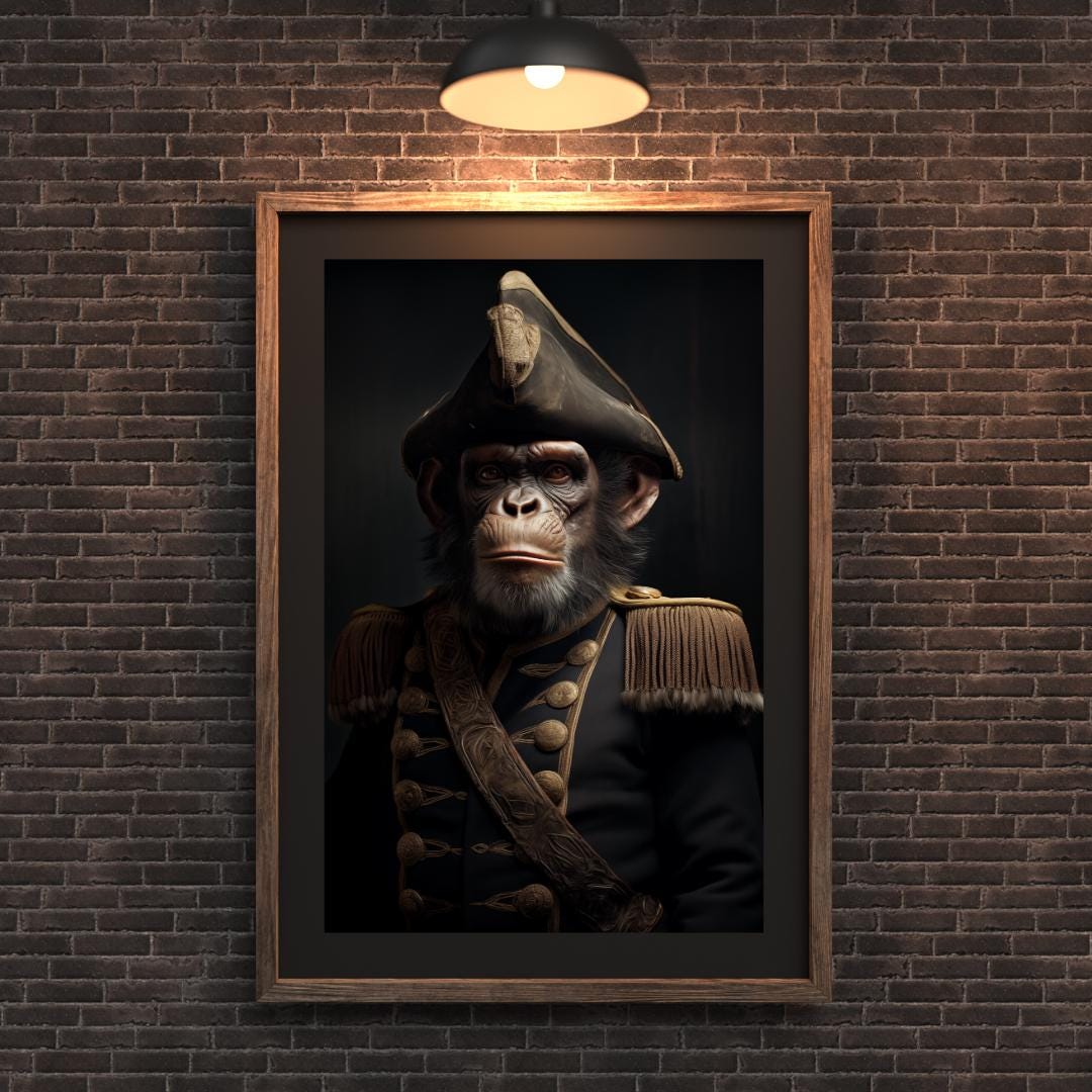 Regal Monkey Portrait Print | Eclectic Animal Wall Art wall art print, modern home decor, unframed artwork by Nomad & Nest