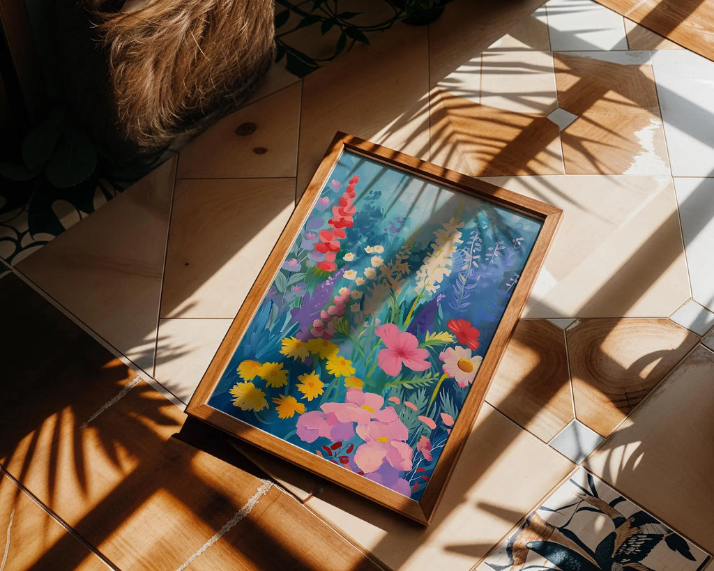 Modern Pop Art | Wildflower Garden Painting Print | Botanical Floral wall art print, modern home decor, unframed artwork by Nomad & Nest