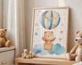 Playroom Ideas | Bear Hot Air Balloon Nursery Print | Boho Sky Wall Art wall art print, modern home decor, unframed artwork by Nomad & Nest