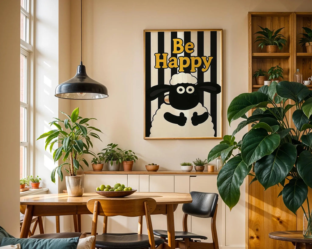 Positive Emotion | Be Happy Wall Art | Sheep Illustration Playful Nursery Decor wall art print, modern home decor, unframed artwork by Nomad & Nest