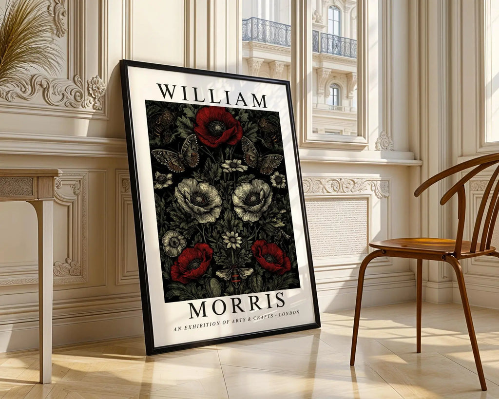 William Morris Print Poppy, Bees and Butterflies, Dark Botanical  Matte Art wall art print, modern home decor, unframed artwork by Nomad & Nest
