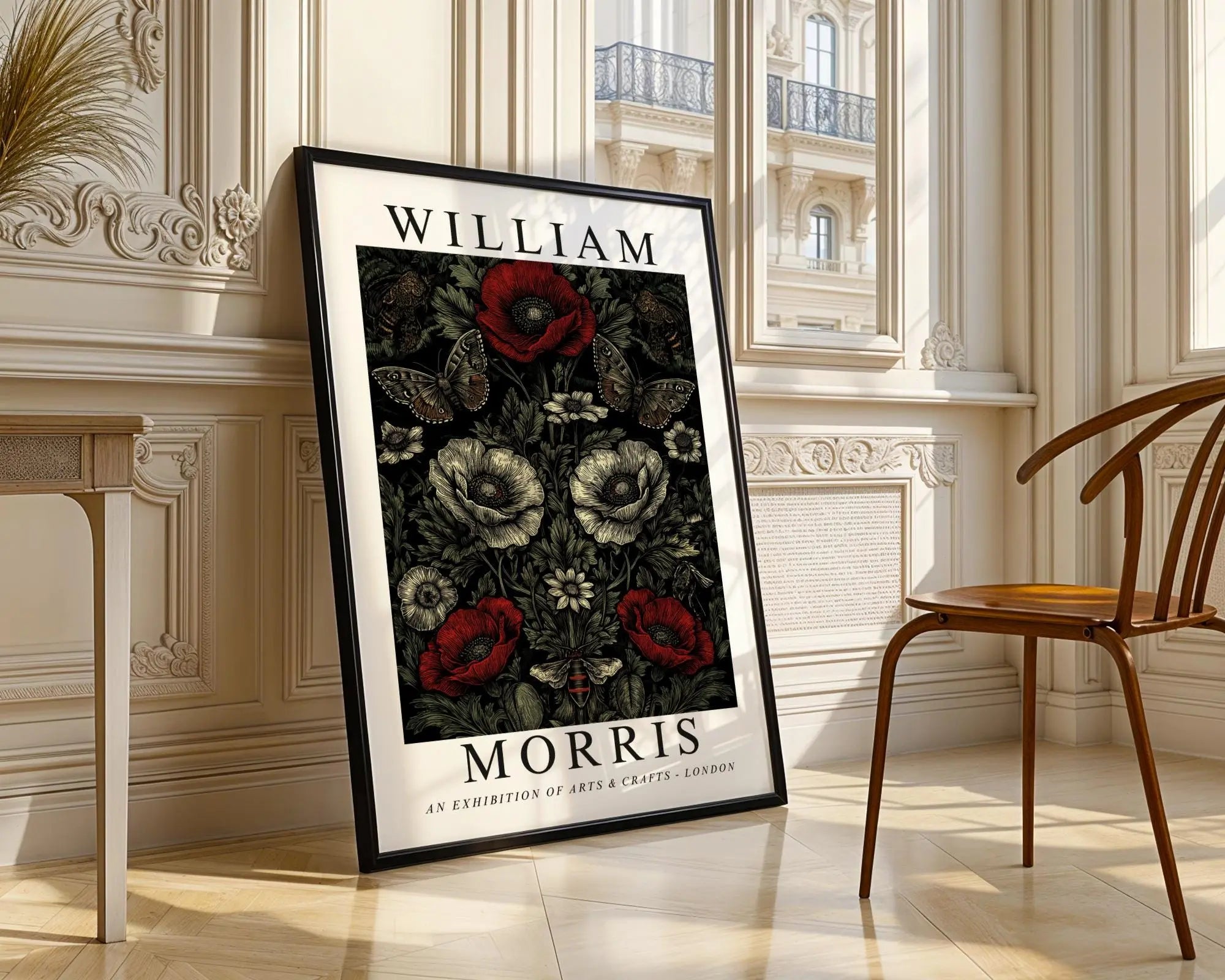 William Morris Print Poppy, Bees and Butterflies, Dark Botanical  Matte Art wall art print, modern home decor, unframed artwork by Nomad & Nest