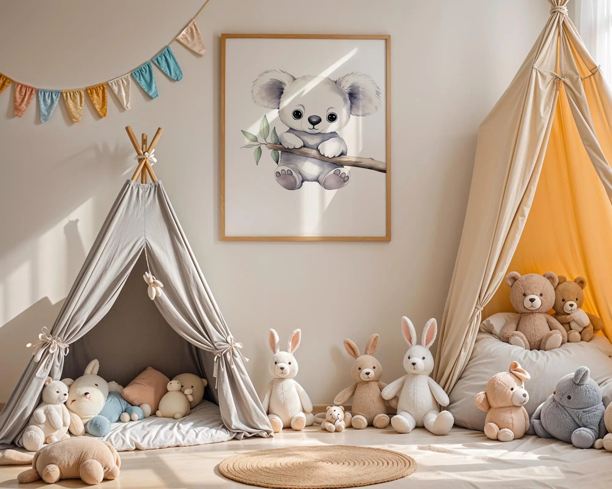 Playroom Ideas | Koala Nursery Wall Art | Australian Animal Baby Illustration wall art print, modern home decor, unframed artwork by Nomad & Nest