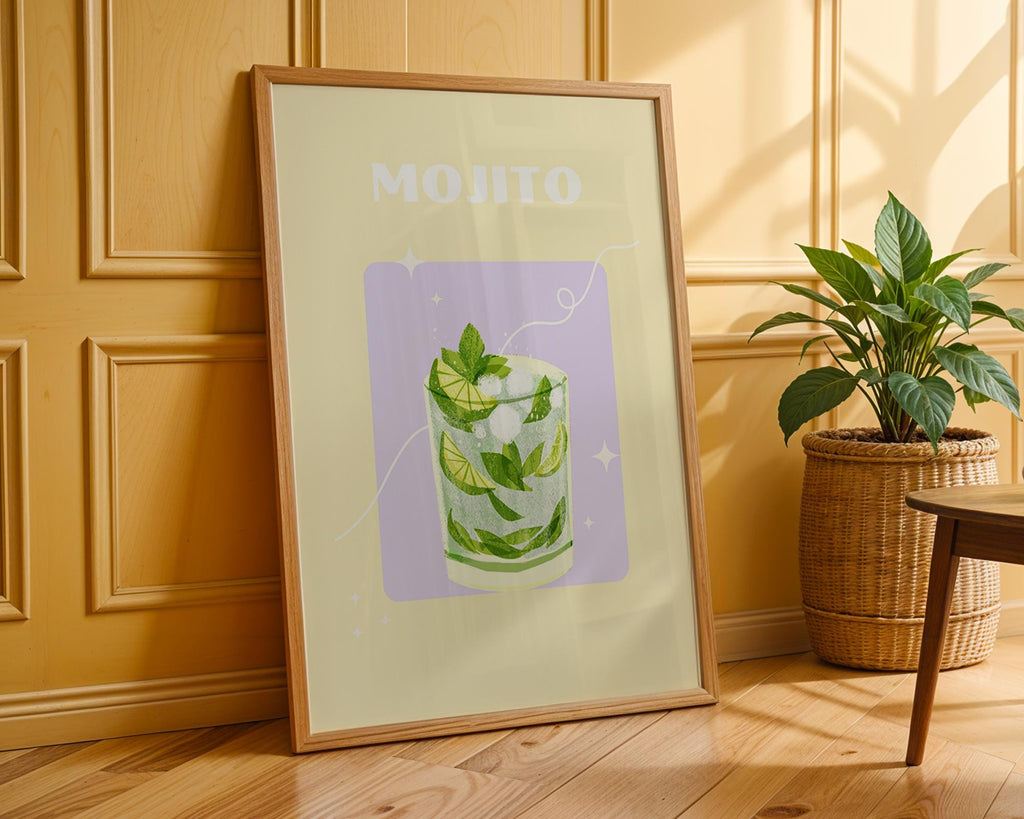 Mojito Cocktail Art Print | Tropical Bar Decor wall art print, modern home decor, unframed artwork by Nomad & Nest