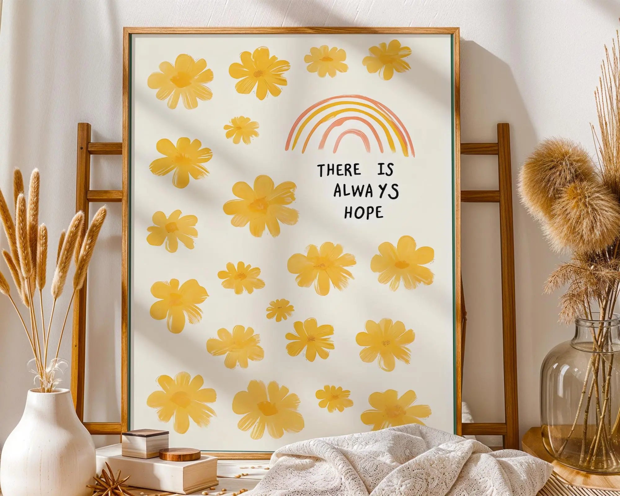 Floral Rainbow Art Print | Uplifting Home Decor wall art print, modern home decor, unframed artwork by Nomad & Nest