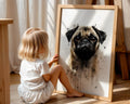 Pug Portrait Watercolour Print, Fawn Dog Wall Art wall art print, modern home decor, unframed artwork by Nomad & Nest