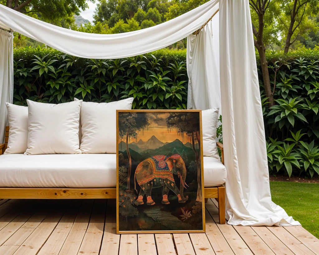 Elephant Wall Art Print | Bohemian Jungle Animal Illustration wall art print, modern home decor, unframed artwork by Nomad & Nest