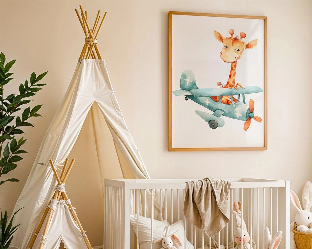 Playroom Ideas | Elephant Hot Air Balloon Nursery Print | Neutral Safari Decor wall art print, modern home decor, unframed artwork by Nomad & Nest