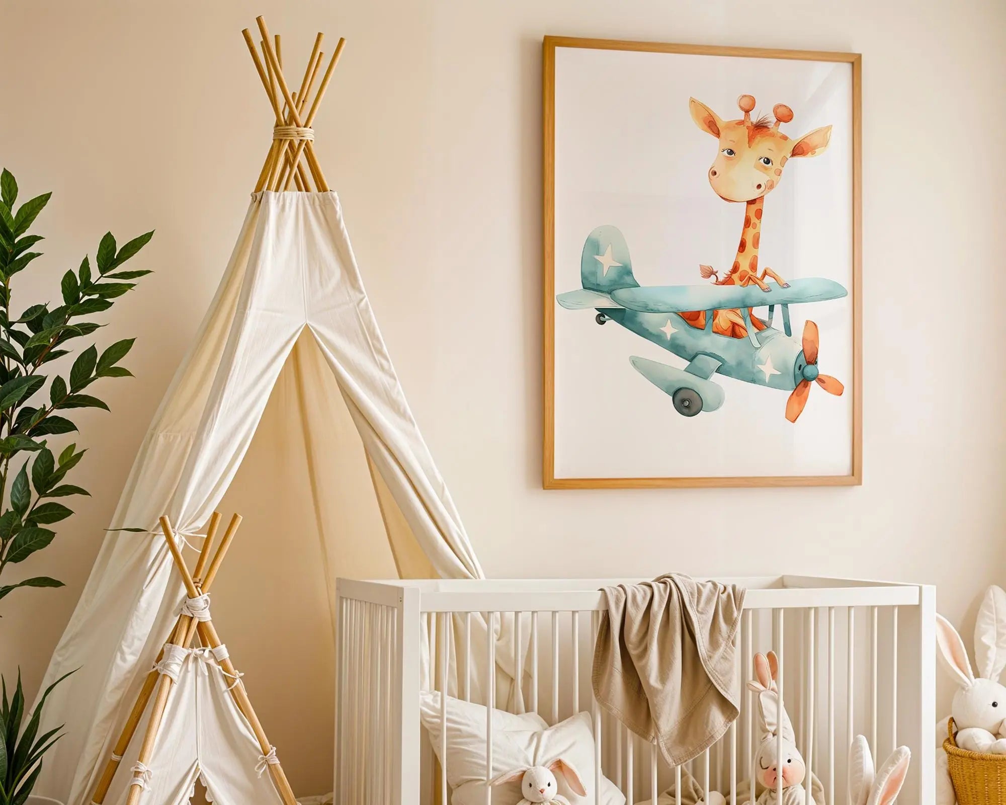 Playroom Ideas | Elephant Hot Air Balloon Nursery Print | Neutral Safari Decor wall art print, modern home decor, unframed artwork by Nomad & Nest